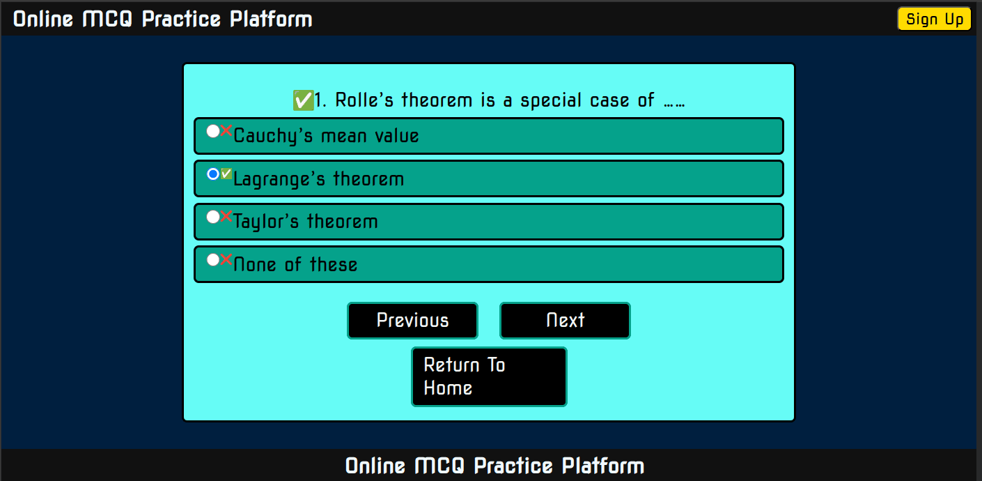 Online MCQ Practice Platform